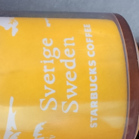 Starbucks 12 oz Sweden Coffee Tumbler with A Dala Horse Graphic,Yellow/White. - Picture 7 of 12